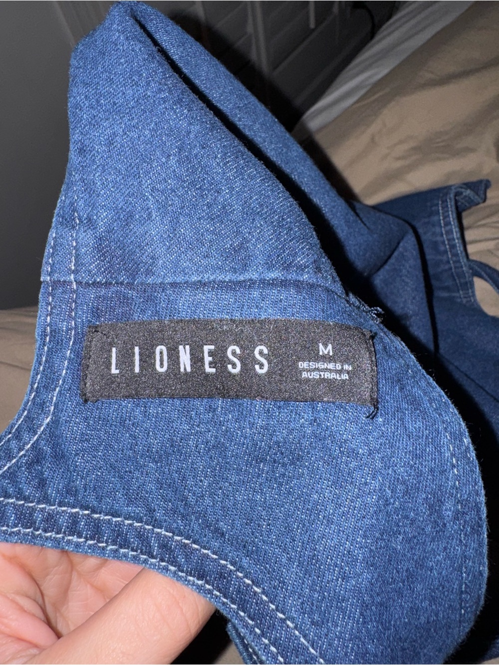 Lioness Dark Blue Open-Back Denim top with Tie - Picture 3 of 3